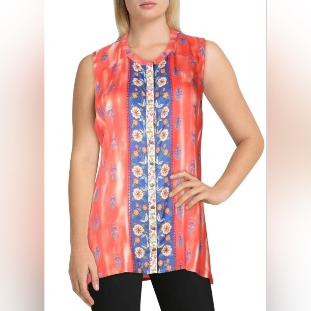Aratta Eleaonara Floral Sleeveless Top - Red and Blue Size Med.